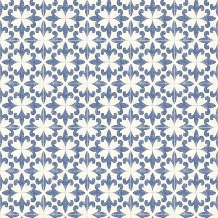 Manhattan Comfort Gonesse Remy Blue Fleur Tile 33 ft L X 205 in W Wallpaper BR4072-70033